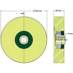 Rol nr. 212 – kunststof steunrol Ø124 mm voor machines van Grimme | OEM Grimme 623.00012 | fabrikant KiJ