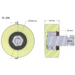 Rol nr. 235 – kunststof rol Ø100 mm voor machines van Wuhlmaus | OEM Wuhlmaus 000.03.030.00 | fabrikant KiJ