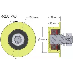 Rol nr. 236 – kunststof rol Ø66 mm voor machines van Wuhlmaus | fabrikant KiJ