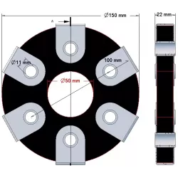 Flexibele schijf 6 gaten met beslag – schijf van de flexibele koppeling geproduceerd door KiJ | OEM 2213-02-008 | fabrikant KiJ