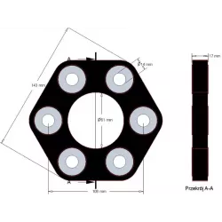Flexibele schijf Claas 143 – flexibele koppeling voor machines van Claas | OEM Claas 0623.4106, 06234106, 11106031112 | fabrikant KiJ
