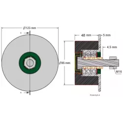 Rol nr. 20 – staal-rubberen steunrol Ø95 mm voor machines van Grimme | OEM Grimme 200.27585, 200.27584, 200.00804 | fabrikant KiJ