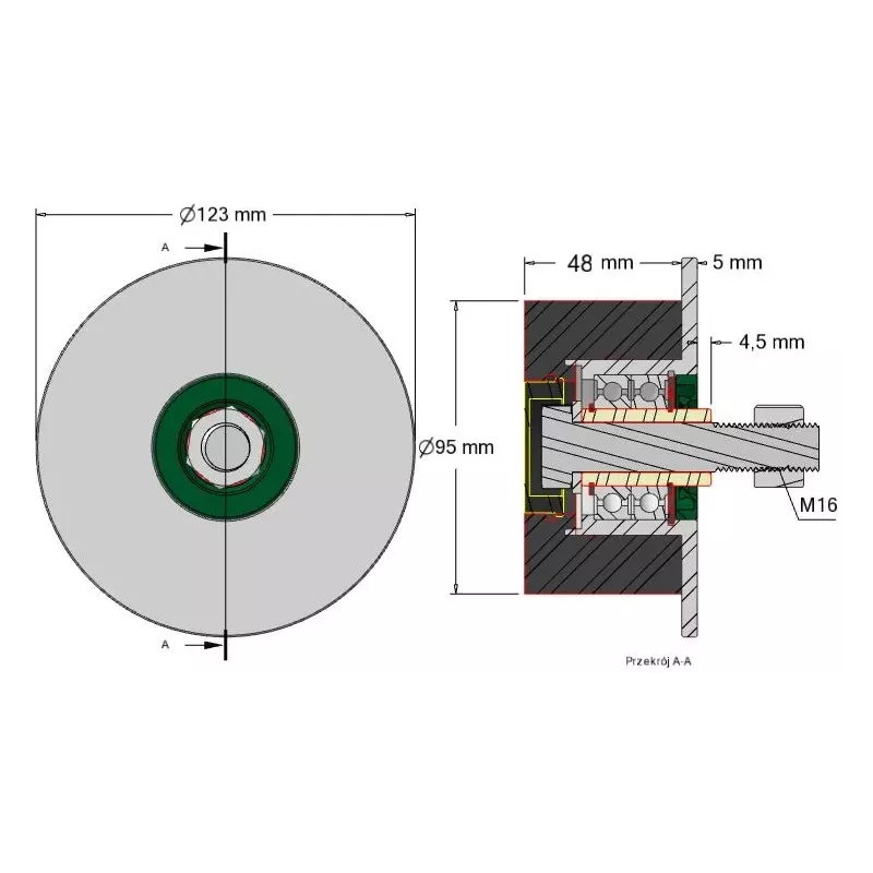 Rol nr. 20 – staal-rubberen steunrol Ø95 mm voor machines van Grimme | OEM Grimme 200.27585, 200.27584, 200.00804 | fabrikant KiJ