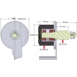 Rol nr. 279a – staal-rubberen keerrol Ø100 mm voor machines van Grimme | OEM Grimme 200.72137, 076.00759, 100.72135 | fabrikant KiJ