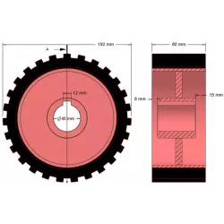 Rol nr. 2 – gietijzer-rubberen aandrijfrol Ø192 mm voor machines van Grimme | OEM Grimme 076.00637 | fabrikant KiJ