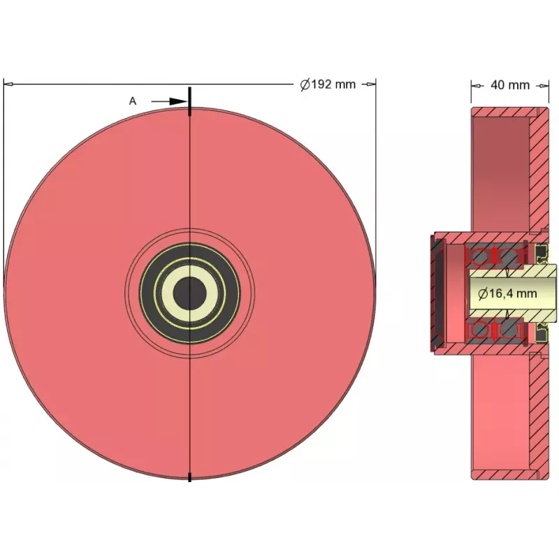 Rol nr. 114 – gietijzeren keerrol Ø192 mm voor machines van Grimme | OEM Grimme 200.48657 | fabrikant KiJ