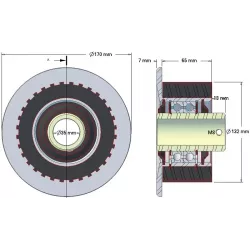 Rol nr. 136 – staal-rubberen keerrol Ø132 mm voor machines van Grimme | OEM Grimme 200.33879 | fabrikant KiJ