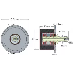 Rol nr. 8a – staal-rubberen steunrol Ø100 mm voor machines van Grimme | OEM Grimme 088.00324, 200.46340, 200.11197 | fabrikant KiJ