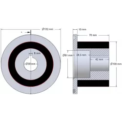 Rol nr. 9 – staal-rubberen keerrol Ø100 mm voor machines van Grimme | OEM Grimme 076.00912, 001.00197 | fabrikant KiJ