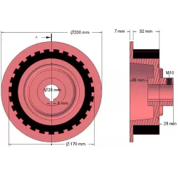 Rol nr. 19a – gietijzer-rubberen aandrijfrol Ø170 mm voor machines van Grimme | OEM Grimme 076.00822 | fabrikant KiJ