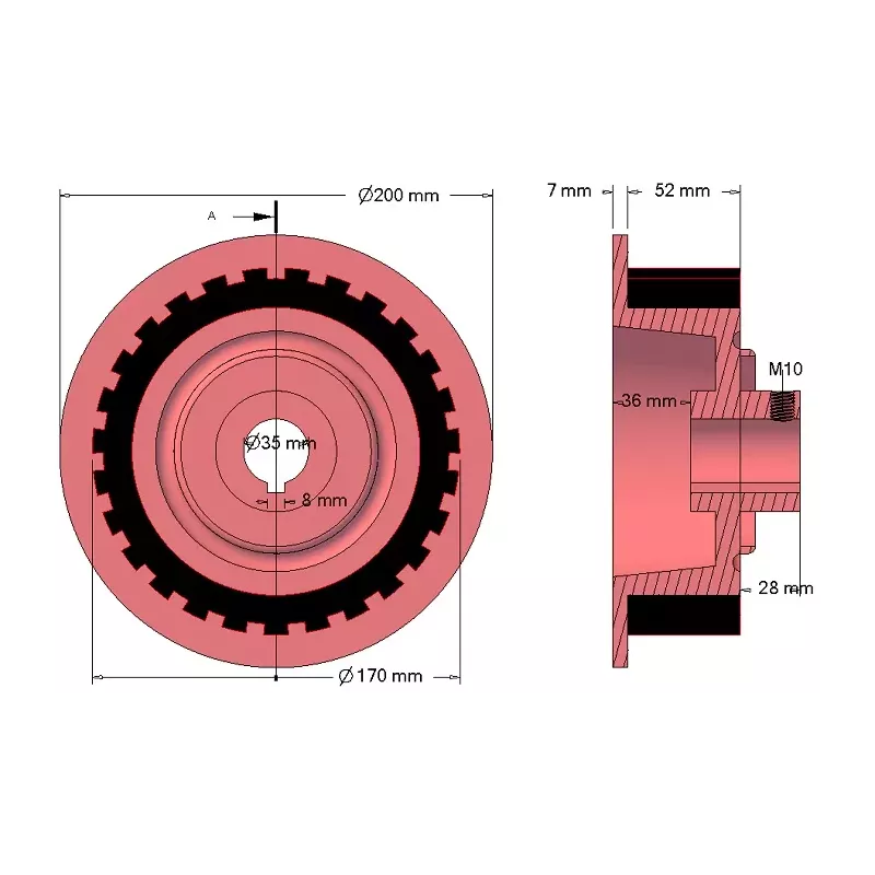 Rol nr. 19a – gietijzer-rubberen aandrijfrol Ø170 mm voor machines van Grimme | OEM Grimme 076.00822 | fabrikant KiJ