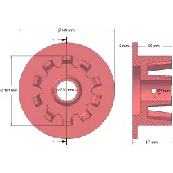 Rol nr. 64 – gietijzeren aandrijfrol Ø101 mm voor machines van Grimme | OEM Grimme 006.00068, 006.00069, 006.00550 | fabrikant KiJ