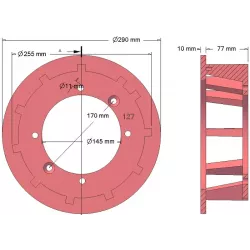 Rol nr. 127 – gietijzeren aandrijfrol Ø250 mm, steek 40 mm, voor machines van Grimme | OEM Grimme 006.00059, 006.00347, 006.00722 | fabrikant KiJ