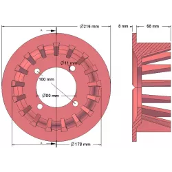 Rol nr. 104 – gietijzeren aandrijfrol Ø178 mm, steek 35 mm, voor machines van Grimme | OEM Grimme 006.00030 | fabrikant KiJ