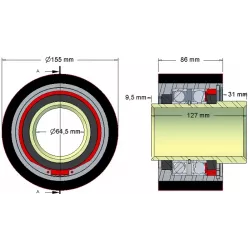 Rol nr. 207 – staal-rubberen keerrol Ø154 mm voor machines van Grimme Maxtron | OEM Grimme 200.85956 | fabrikant KiJ