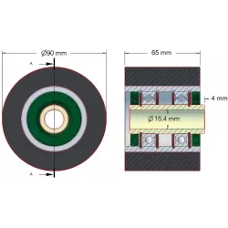 Rol nr. 30 – staal-rubberen rol Ø90 mm voor machines van ROPA | OEM ROPA 252020, 1131021828, 1131029638 | fabrikant KiJ