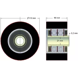 Rol nr. 185 – staal-rubberen rol Ø110 mm voor machines van Holmer | OEM Holmer 1130010045 | fabrikant KiJ
