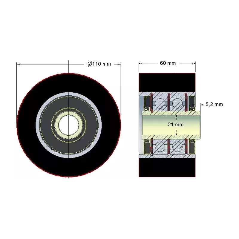 Rol nr. 185 – staal-rubberen rol Ø110 mm voor machines van Holmer | OEM Holmer 1130010045 | fabrikant KiJ