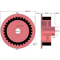 Rol nr. 45 – gietijzer-rubberen aandrijfrol voor machines van Grimme | OEM Grimme 076.01618, 076.05115 | fabrikant KiJ