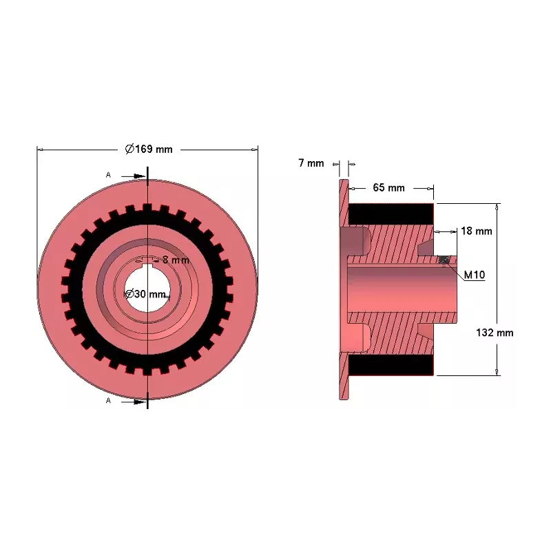 Rol nr. 66 – gietijzer-rubberen aandrijfrol Ø132 mm voor machines van Grimme | OEM Grimme 076.01322, 001.00504 | fabrikant KiJ