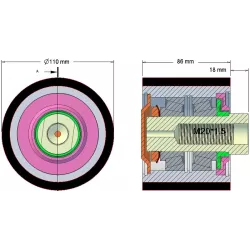 Rol nr. 186 – staal-rubberen rol Ø110 mm voor machines van Holmer | OEM Holmer 1131033189, 1203045858 | fabrikant KiJ