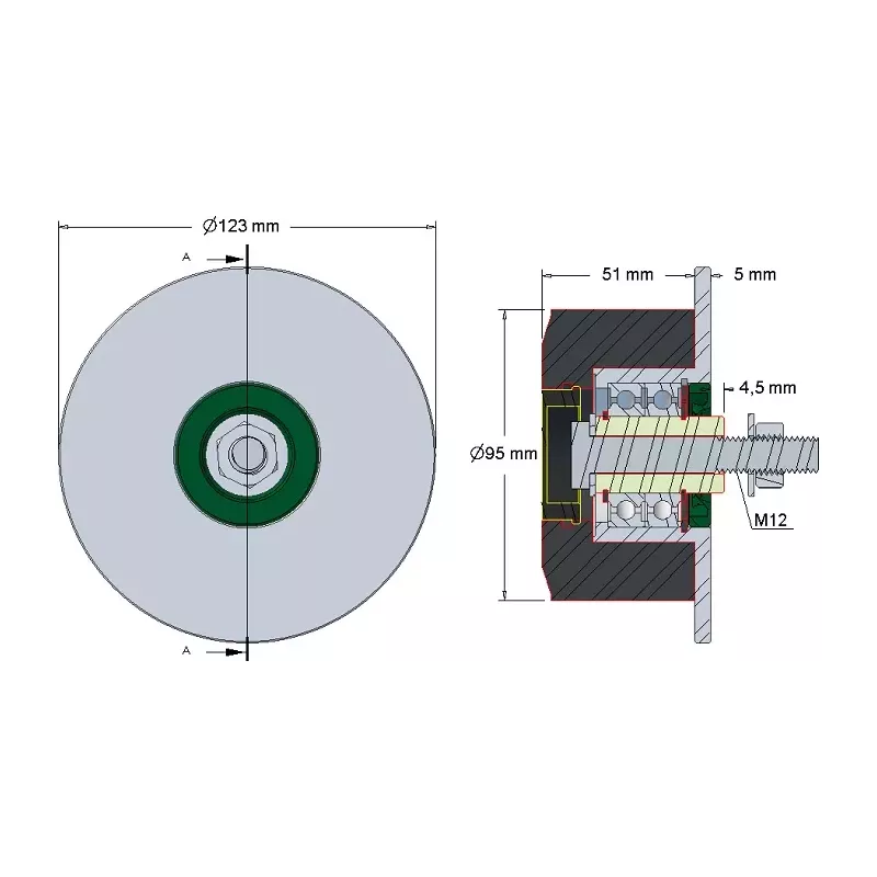 Rol nr. 67 – staal-rubberen keerrol Ø95 mm voor machines van Grimme | OEM Grimme 088.00361, 200.42056, 200.40603 | fabrikant KiJ