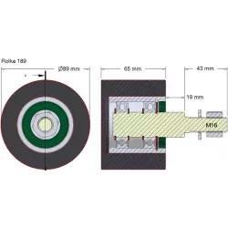 Rol nr. 189 – staal-rubberen steunrol Ø90 mm voor machines van Holmer | OEM Holmer 1131002796 | fabrikant KiJ