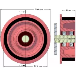Rol nr. 192 – staal-rubberen steunrol Ø210 mm voor machines van Holmer | OEM Holmer 1130010077 | fabrikant KiJ