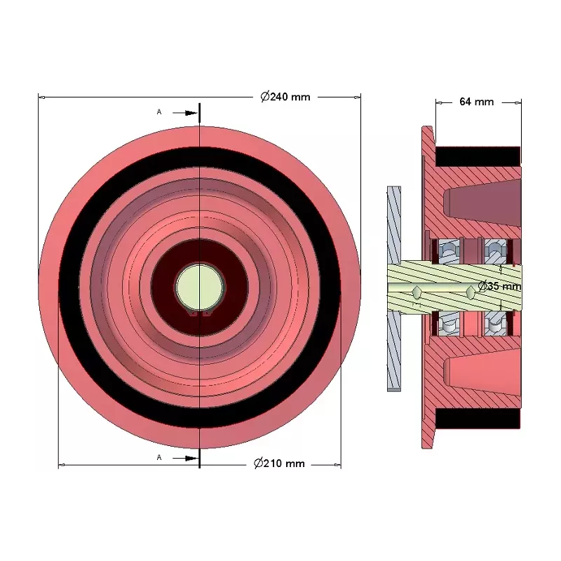 Rol nr. 192 – staal-rubberen steunrol Ø210 mm voor machines van Holmer | OEM Holmer 1130010077 | fabrikant KiJ