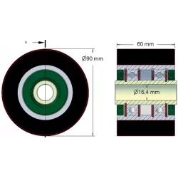 Rol nr. 197 – staal-rubberen draagrol Ø90 mm | fabrikant KiJ