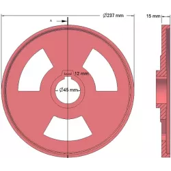 Rol nr. 53 – gietijzeren geleiderol Ø237 mm voor machines van Grimme | OEM Grimme 006.00514 | fabrikant KiJ