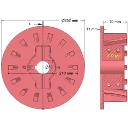 Rol nr. 39 – gietijzeren aandrijfrol Ø210 mm, steek 50 mm, voor machines van Holmer | OEM Holmer 1057000829 | fabrikant KiJ
