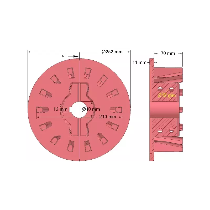 Rol nr. 39 – gietijzeren aandrijfrol Ø210 mm, steek 50 mm, voor machines van Holmer | OEM Holmer 1057000829 | fabrikant KiJ