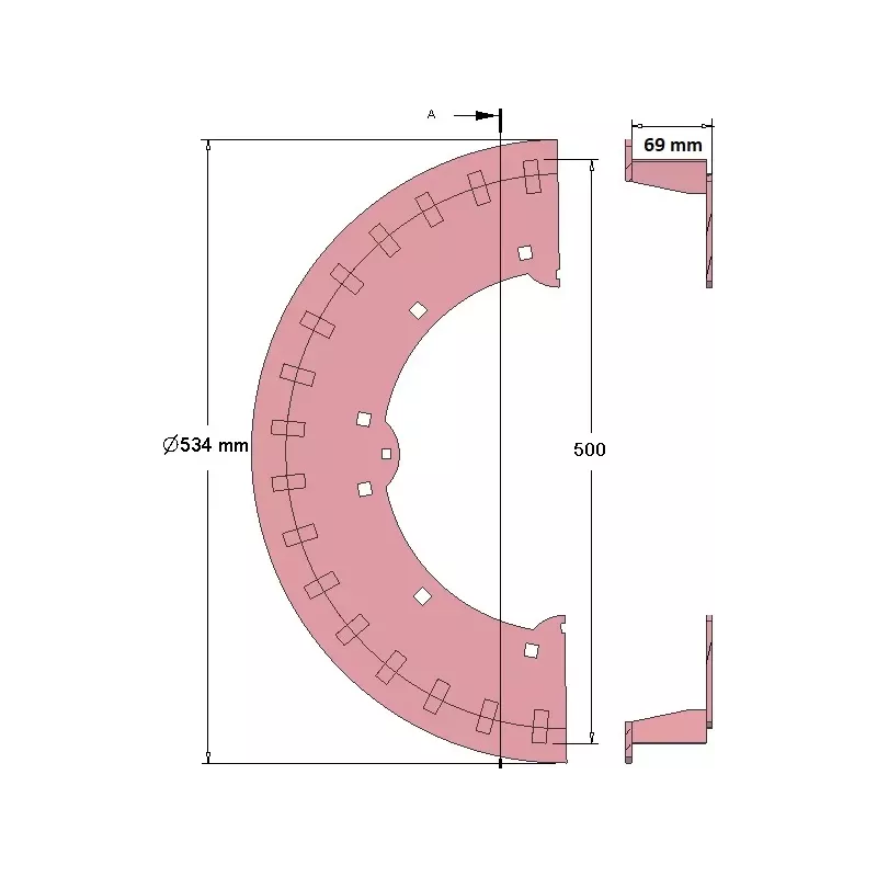 Rol nr. 221 – stalen aandrijfrol Ø500 mm voor machines van ROPA | OEM ROPA 121538, 1197019299 | fabrikant KiJ