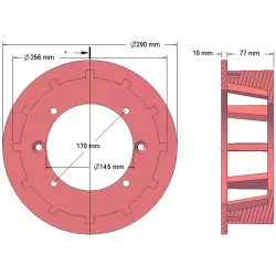 Rol nr. 102 – gietijzeren aandrijfrol Ø256 mm, steek 35 mm, voor machines van Grimme | OEM Grimme 006.00058, 006.00638 | fabrikant KiJ