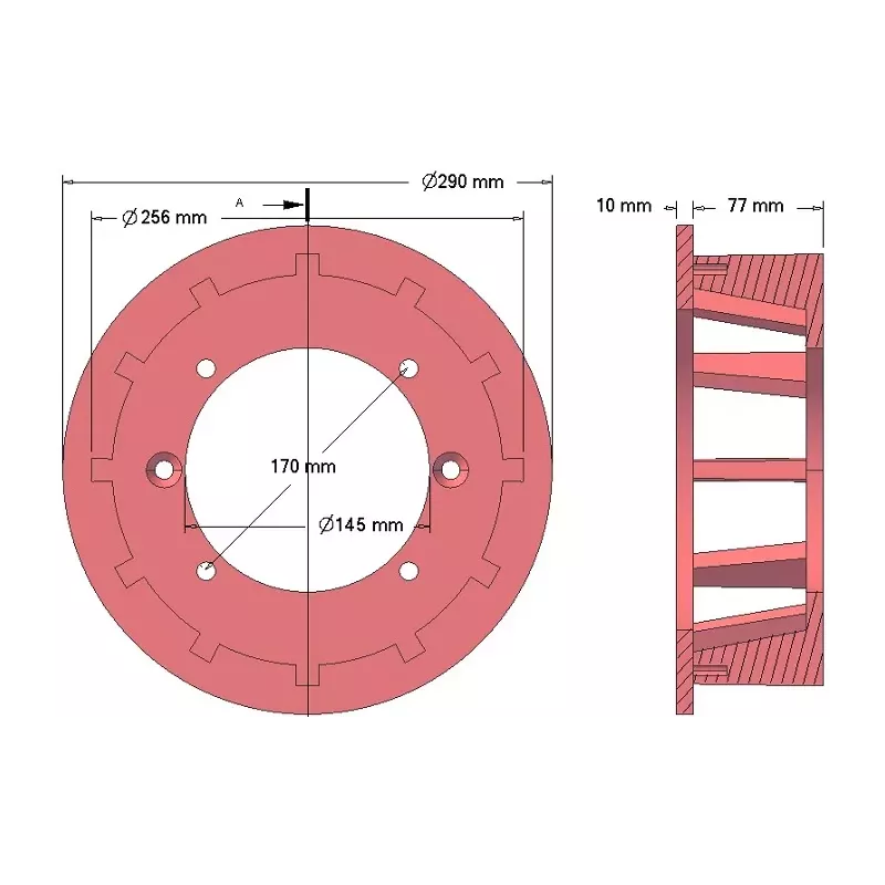 Rol nr. 102 – gietijzeren aandrijfrol Ø256 mm, steek 35 mm, voor machines van Grimme | OEM Grimme 006.00058, 006.00638 | fabrikant KiJ