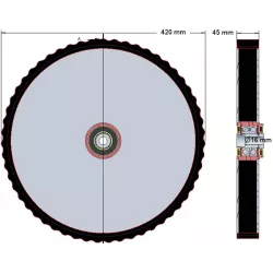 Rol nr. 247 – staal-rubberen loofinvoerrol Ø420 mm voor machines van Grimme | OEM Grimme 200.29538 | fabrikant KiJ