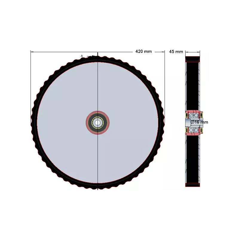 Rol nr. 247 – staal-rubberen loofinvoerrol Ø420 mm voor machines van Grimme | OEM Grimme 200.29538 | fabrikant KiJ