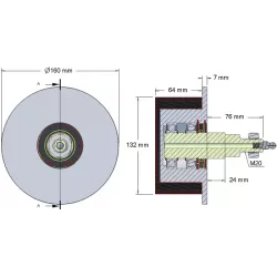 Rol nr. 6a – staal-rubberen keerrol Ø132 mm voor machines van Grimme | OEM Grimme 200.17570, 200.08260, 200.17665 | fabrikant KiJ