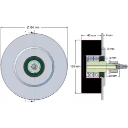 Rol nr. 7 – staal-rubberen steunrol Ø120 mm voor machines van Grimme | OEM Grimme 200.11805 | fabrikant KiJ