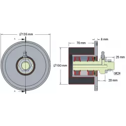 Rol nr. 8 – staal-rubberen keerrol Ø100 mm voor machines van Grimme | OEM Grimme 200.16029, 088.00325, 088.00324 | fabrikant KiJ