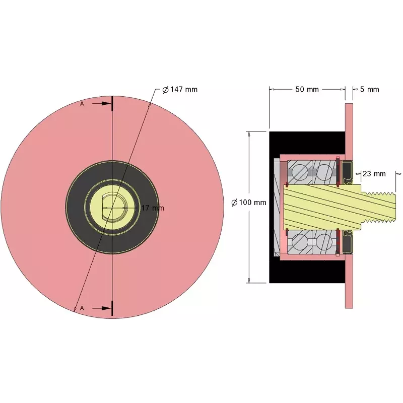Rol nr. 10 – staal-rubberen steunrol Ø100 mm voor machines van Wuhlmaus | OEM Wuhlmaus 000.03.004.00 | fabrikant KiJ