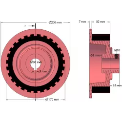Rol nr. 19 – gietijzer-rubberen aandrijfrol Ø170 mm voor machines van Grimme | OEM Grimme 076.00768 | fabrikant KiJ
