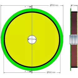 Rol nr. 191 – staal-rubberen geleiderol Ø500 mm voor machines van Holmer | OEM Holmer 1130015443 | fabrikant KiJ