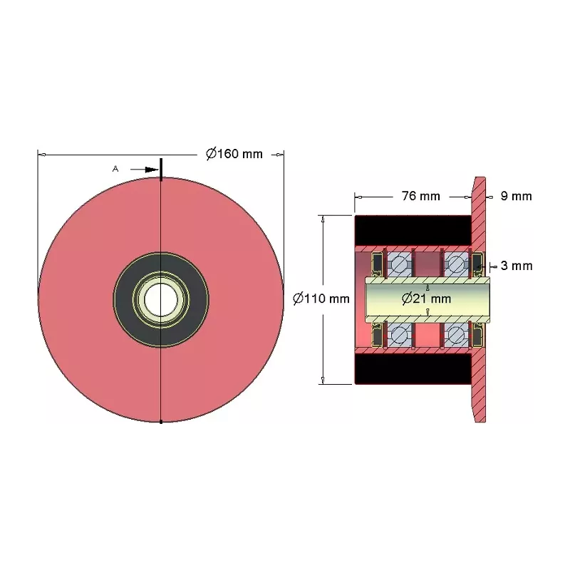 Rol nr. 23 – staal-rubberen steunrol Ø110 mm voor machines van ROPA | OEM ROPA 252066 | fabrikant KiJ