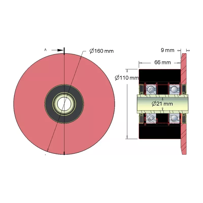 Rol nr. 24 – staal-rubberen steunrol Ø110 mm voor machines van ROPA | OEM ROPA 252061, 252006100 | fabrikant KiJ
