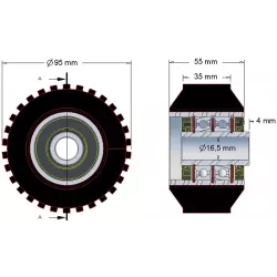 Rol nr. 26 – staal-rubberen steunrol Ø95 mm voor machines van ROPA | OEM ROPA 252079 | fabrikant KiJ
