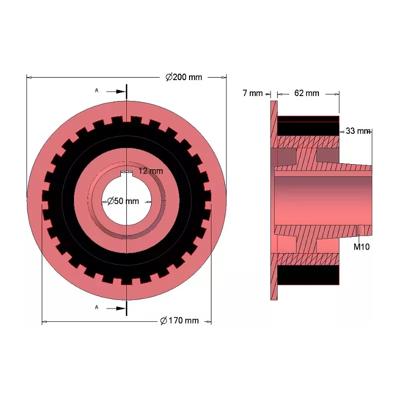 Rol nr. 29 – gietijzer-rubberen rol Ø170 mm | fabrikant KiJ