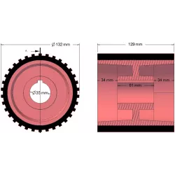 Rol nr. 49 – gietijzer-rubberen aandrijfrol Ø137 mm voor machines van Grimme | OEM Grimme 076.01049, 200.29667 | fabrikant KiJ