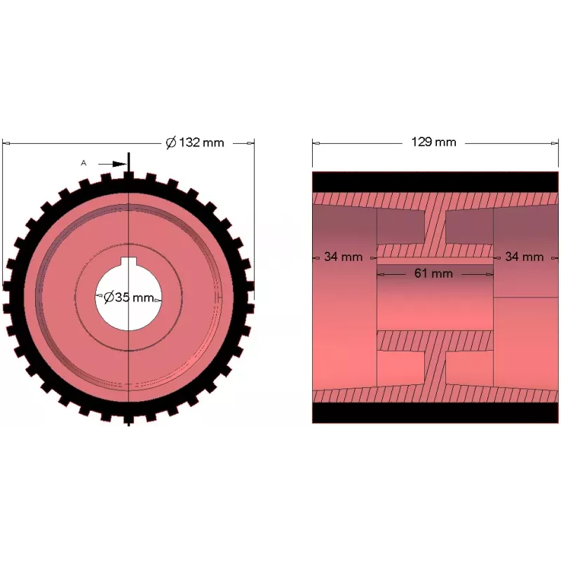 Rol nr. 49 – gietijzer-rubberen aandrijfrol Ø137 mm voor machines van Grimme | OEM Grimme 076.01049, 200.29667 | fabrikant KiJ